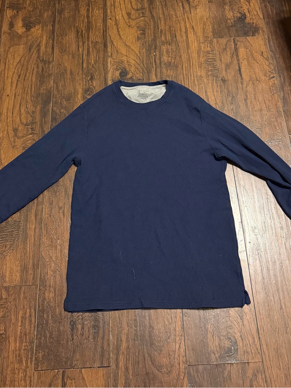 Ribbed Long Sleeve Crewneck Shirt - Navy